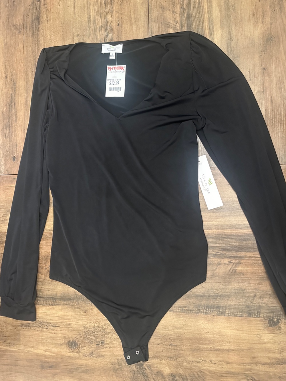 Long Sleeve V-Neck Black Bodysuit by Live in the Moment (TJ Maxx) NWT